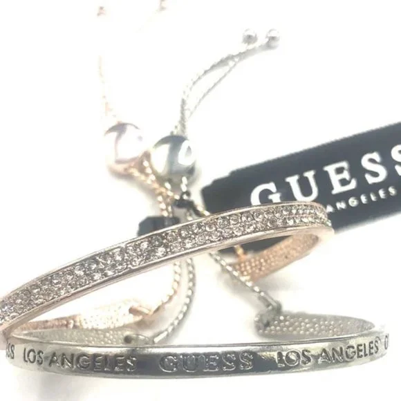 Guess Slider Bracelets 2 per pack - Rose Gold & Silver Overlay - Picture 3 of 3